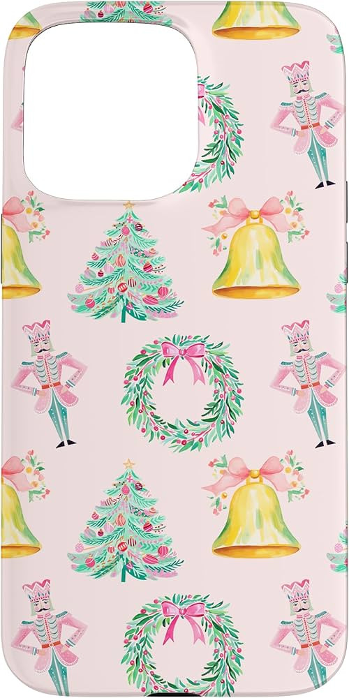 iPhone 15 Pro Max Preppy Pink Christmas Nutcracker Print Case | Amazon (US)