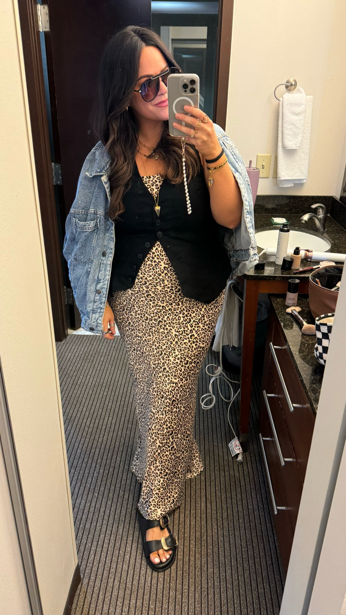 Midsize rock concert outfit
Wearing an xl in the leopard maxi 
Xl in the stretchy vest and large in the denim jacket 
 

#LTKSeasonal #LTKMidsize #LTKStyleTip