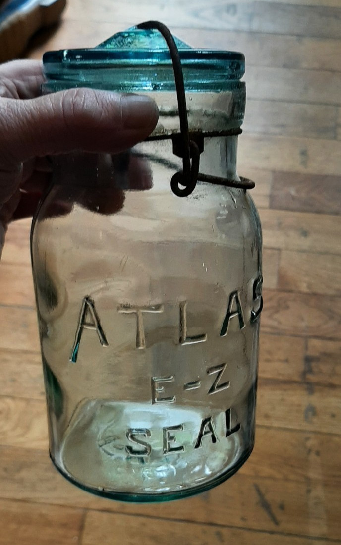 Atlas EZ Seal Quart Jar Vintage Canning Blue Glass Bail Top Aqua Mason 7.5'' | eBay | eBay US
