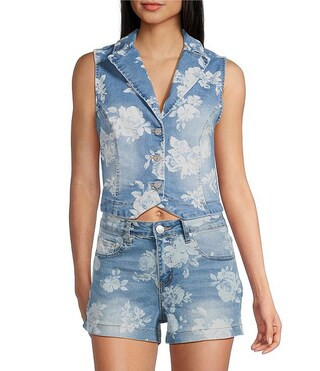 Stevie Jeans Floral Coordinating Denim Vest | Dillard's | Dillard's