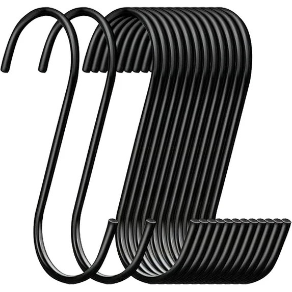 30 Pack 3.7 inch Length S Hooks Black Steel S Shaped Hooks for Hanging Jeans Pans Pots Plants Bag... | Walmart (US)