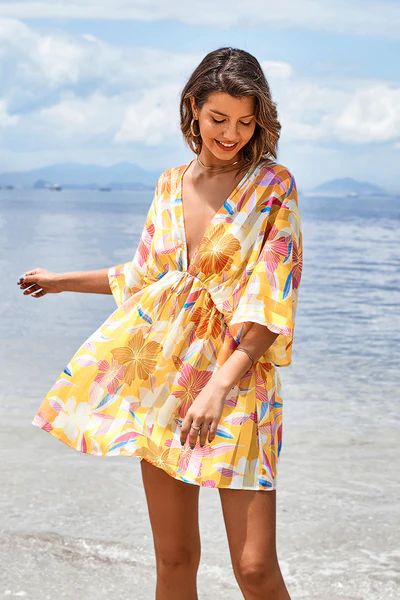 Malina Plunge Tie Short Cover Up | Cupshe