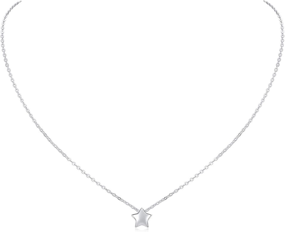 ChicSilver Customizable Tiny Hear/Star/Moon/Dot/Triangle Pendant Necklace,925 Sterling Silver Dainty | Amazon (US)
