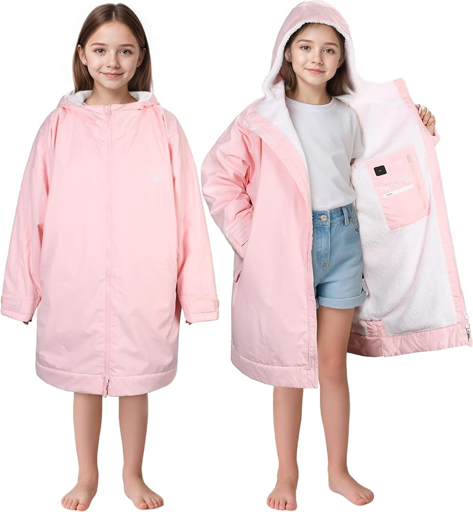 Catalonia Kids Waterproof Swim Parka with Hood, Windproof Fleece Swim Jacket, Warm Winter Swim Co... | Amazon (US)