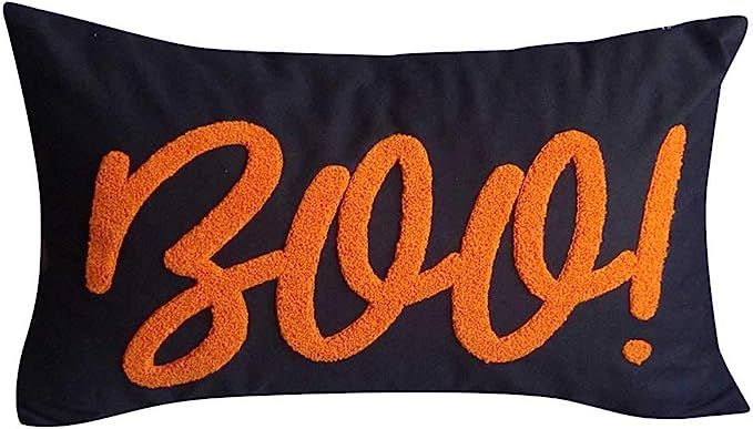 DECOPOW Embroidered Halloween Decor Pillow Covers,Square 18 Inches Decorative Canvas Pillow Cover... | Amazon (US)