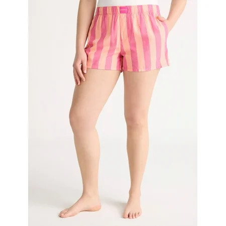 Joyspun Women s Woven Pajama Boxer Shorts 3 Inseam Sizes XS-3X | Walmart (US)