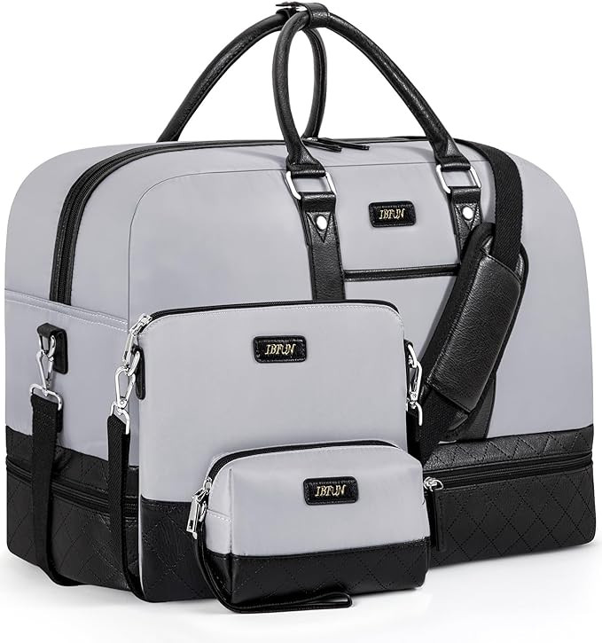 Weekender Bag for Women, Large Overnight Bag Canvas Travel Duffel Bag Carry On Tote with Shoe Com... | Amazon (US)