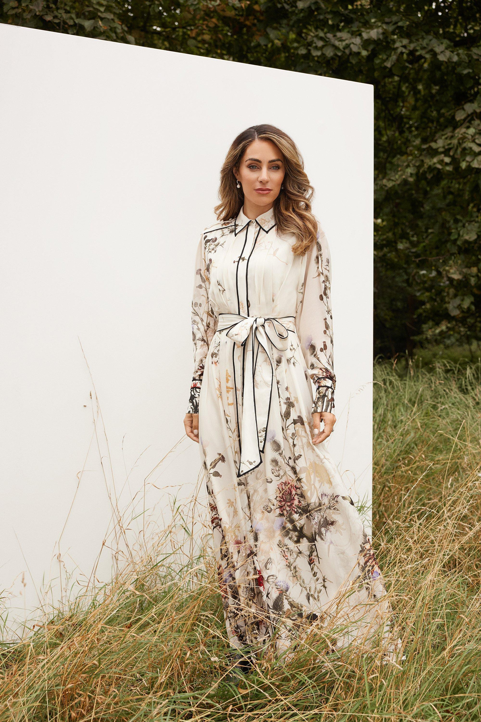 Lydia Millen Viscose Floral Border Woven Shirt Midi Dress | Karen Millen US
