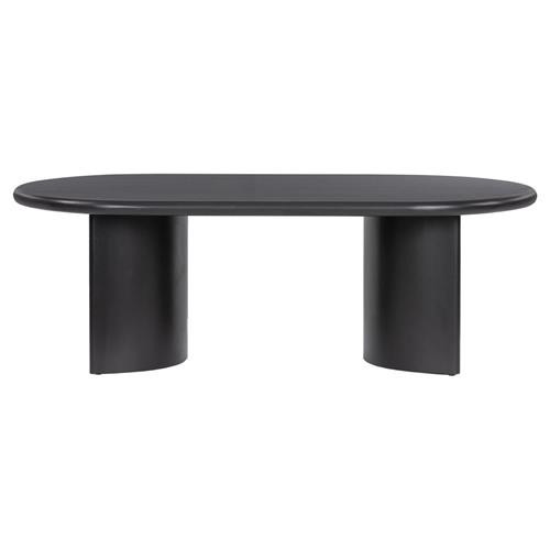 Paris Rustic Lodge Black Acacia Wood Crescent Base Oval Coffee Table | Kathy Kuo Home