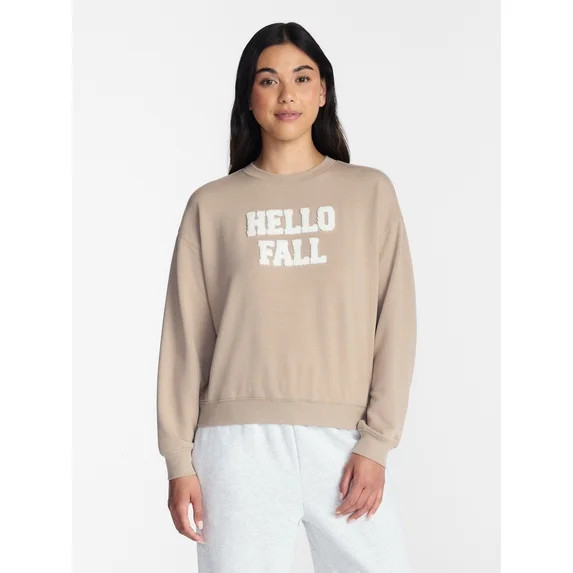 Halloween and Fall Women's French Terry Knit Lounge Sleep Top with Long Sleeves, Sizes XS-3X | Walmart (US)