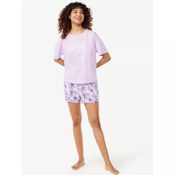 Joyspun Women's Woven Print Boxer Sleep Shorts, Sizes S to 3X 