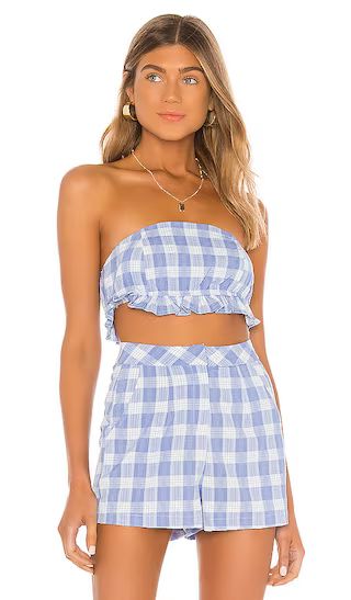 Fabia Crop Top in Blue | Revolve Clothing (Global)