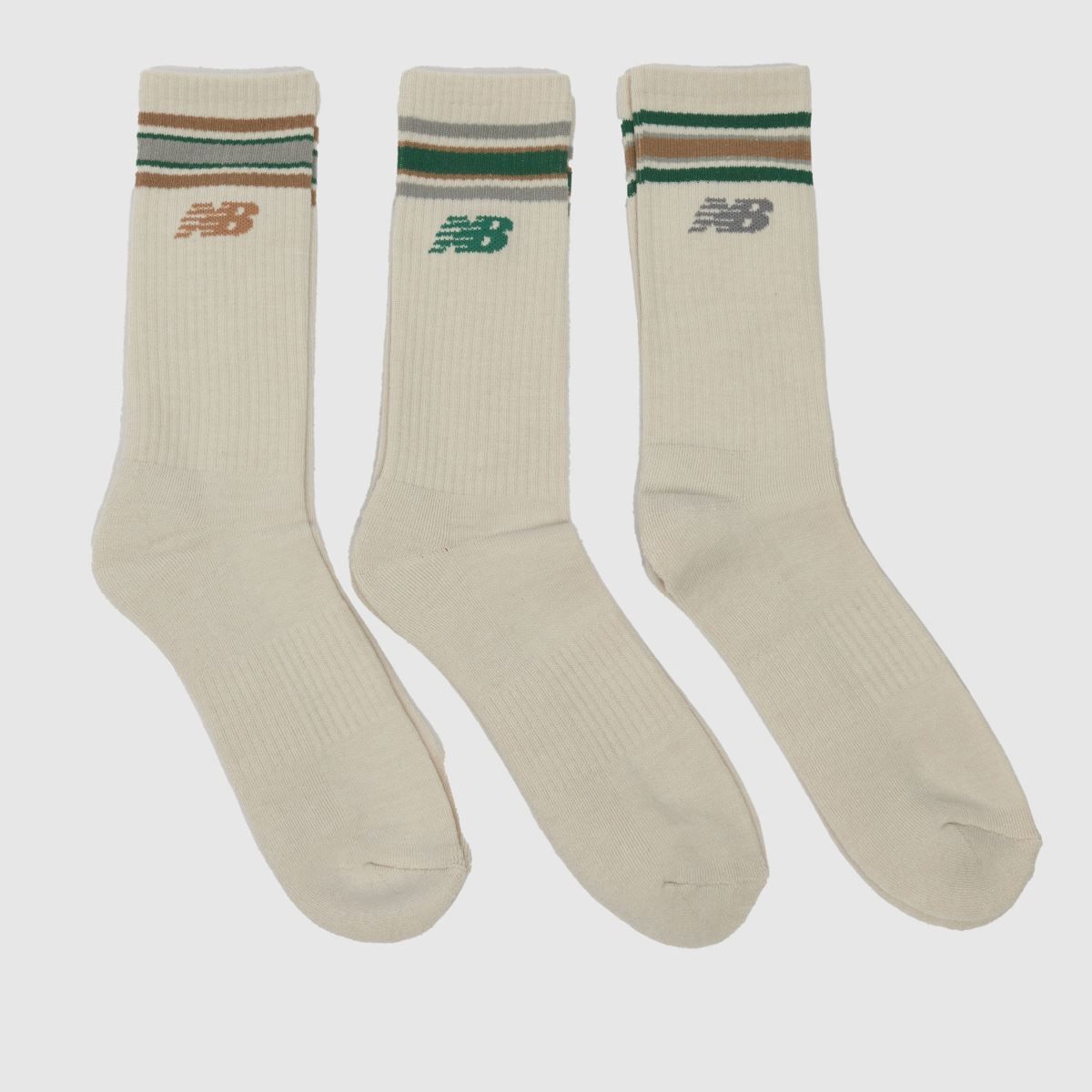 Stone New Balance Stripe Logo Socks 3 Pack Socks | schuh | Schuh