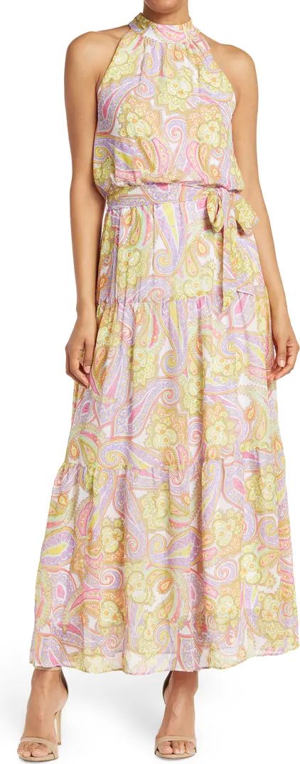 Paisley Belted Crepe Maxi Dress | Nordstrom Rack