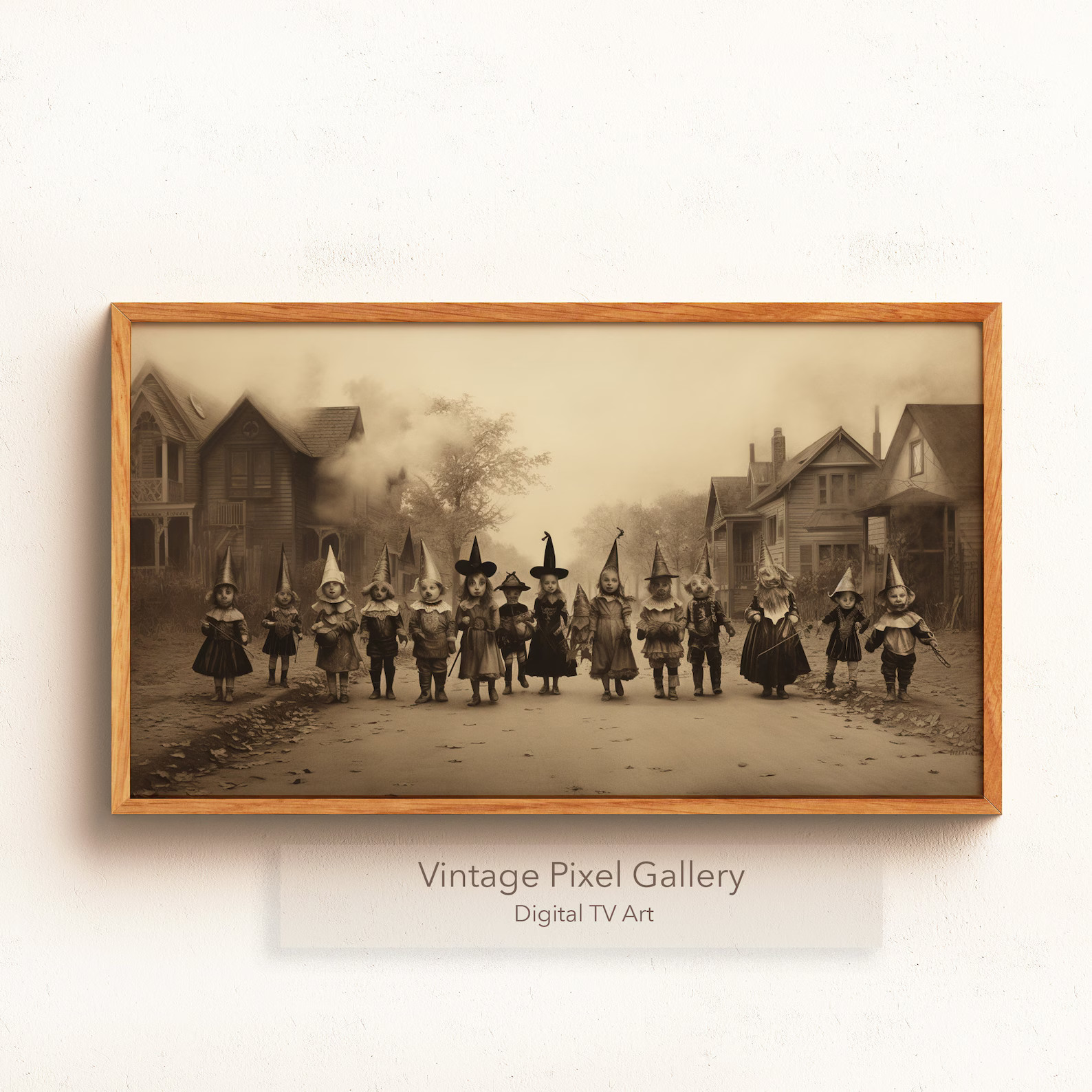Vintage Trick or Treat Frame TV Print Autumn Sepia Digital Art - Etsy | Etsy (US)