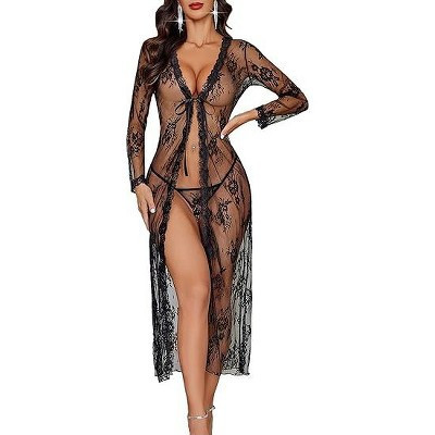 Avidlove Sheer Robe for Women Lingerie Coverup Mesh Bridal Nightwear-Black-S | Target