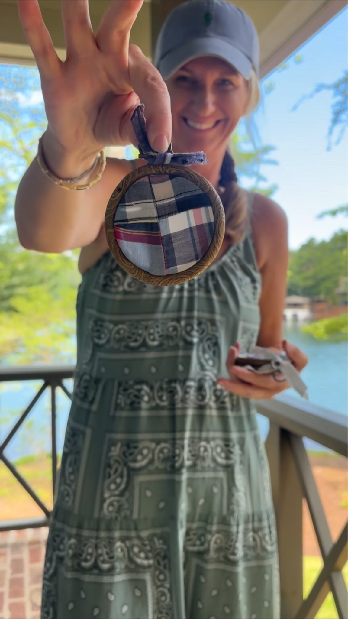 Christmas in July! Made some fun ornaments with thrifted Ralph Lauren madras shorts.