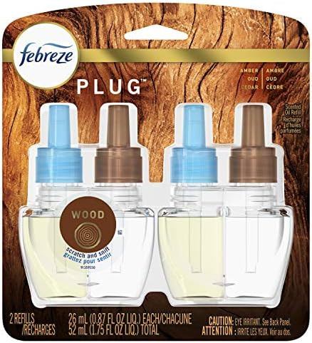 Febreze Plug in Air Fresheners, Wood, Odor Eliminator, Scented Oil Refill, 2 Count | Amazon (US)