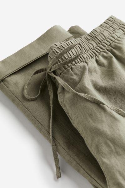 Linen-blend Joggers - Khaki green - Ladies | H&M US | H&M (US + CA)
