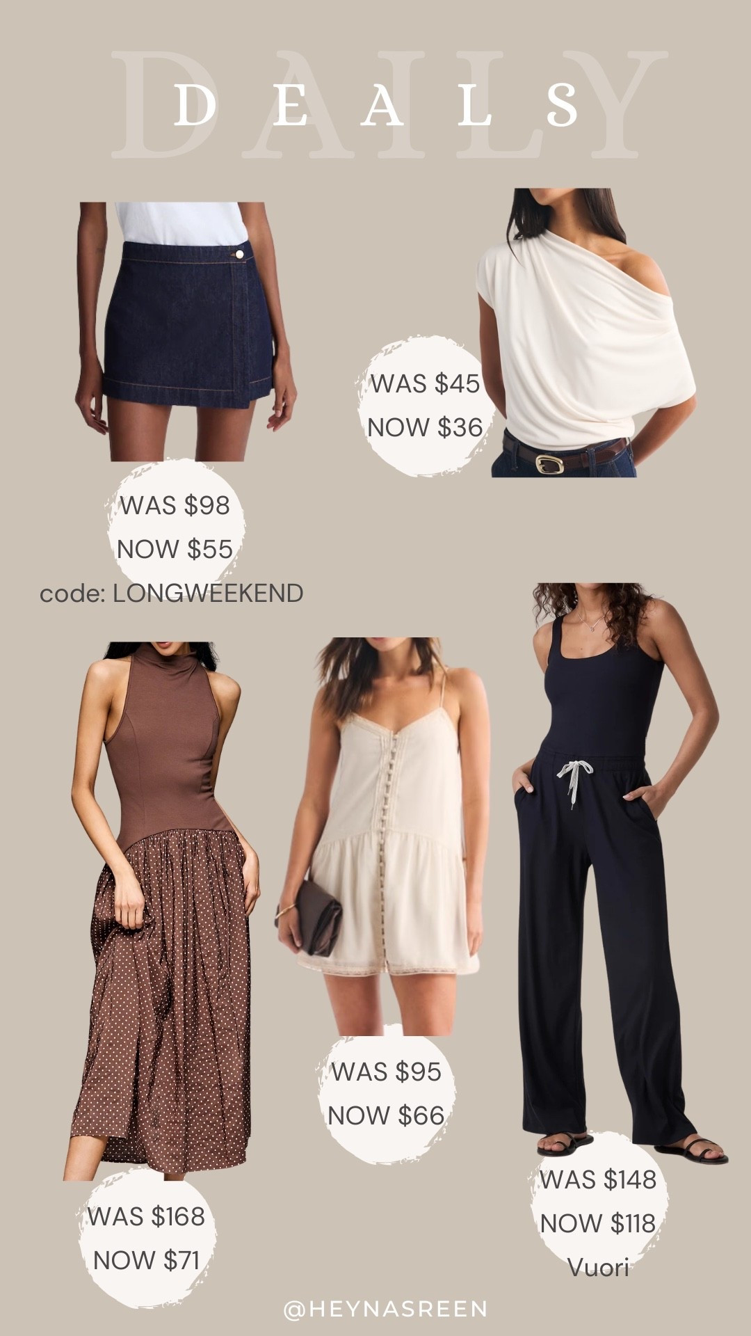 Daily deals on Madewell skort, Abercrombie top, Vuori jumpsuit, Abercrombie dress, Anthropologie dress