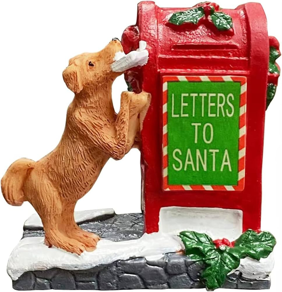 Christmas Village Accessories Letter to Santa Mailbox Village Set Cute Puppy Collection Resin Sta... | Amazon (US)