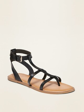 Strappy Faux-Leather Gladiator Sandals for Women | Old Navy (US)