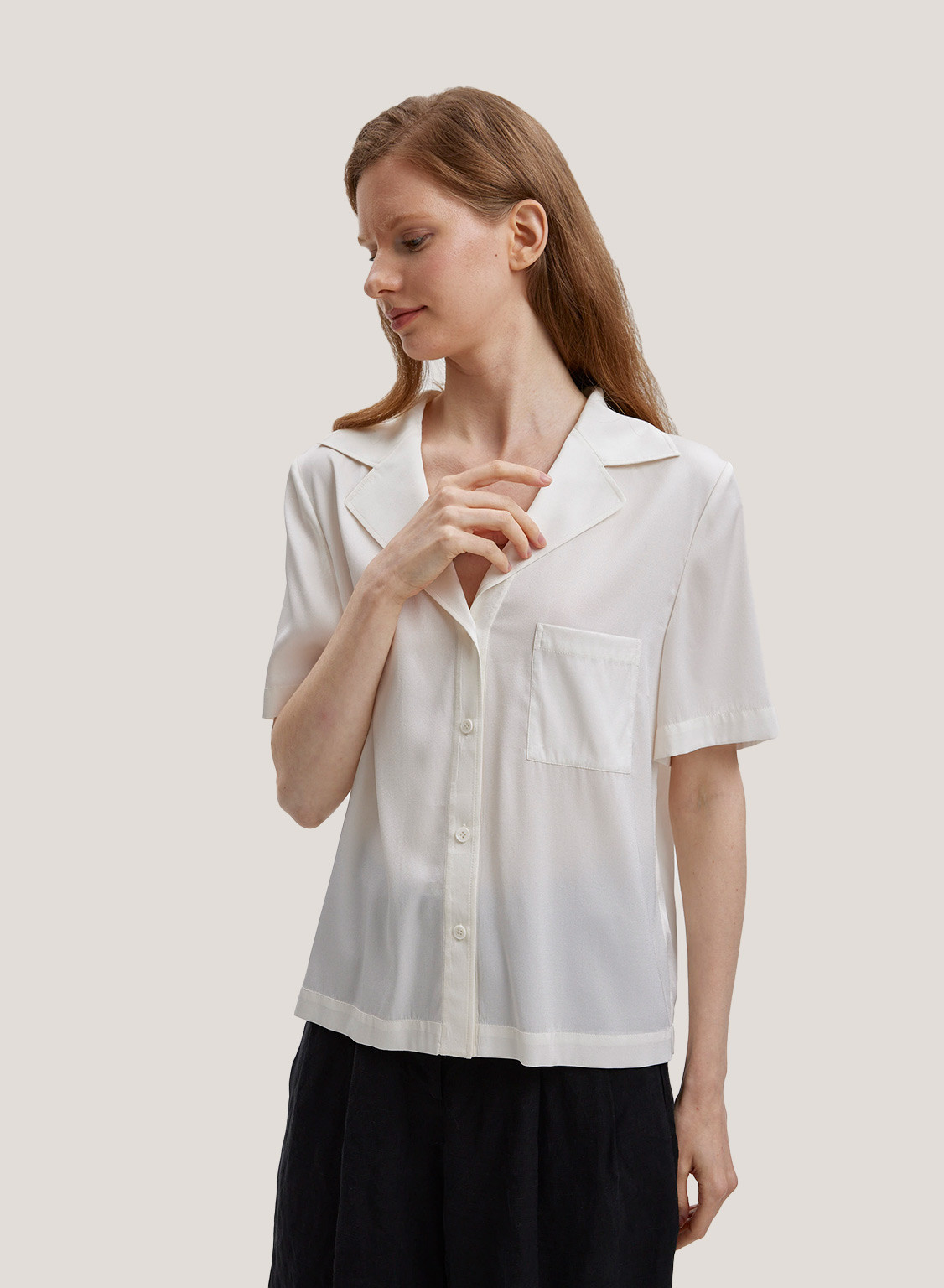 Short-Sleeved Pure Silk Shirt | Gentle Herd