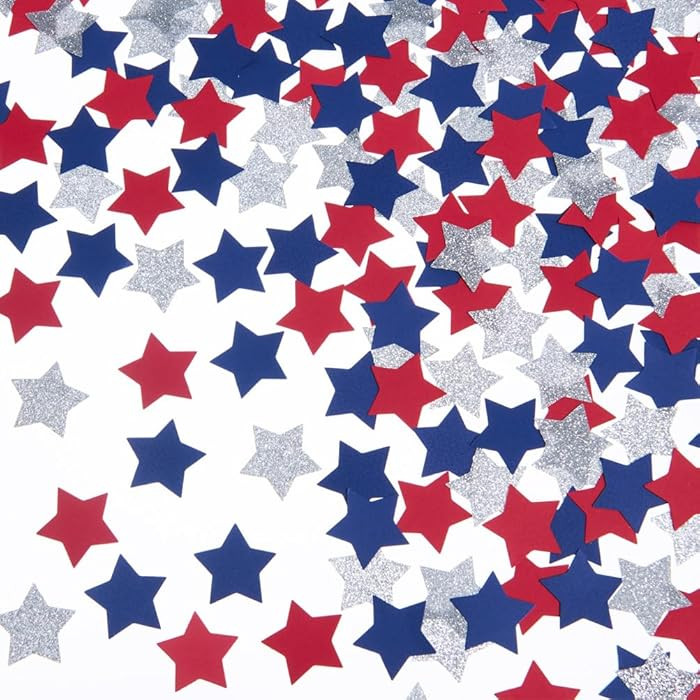 Silver Blue and Red Star Confetti Table Decoration for 4th July Independence Day Graduation Retir... | Amazon (US)