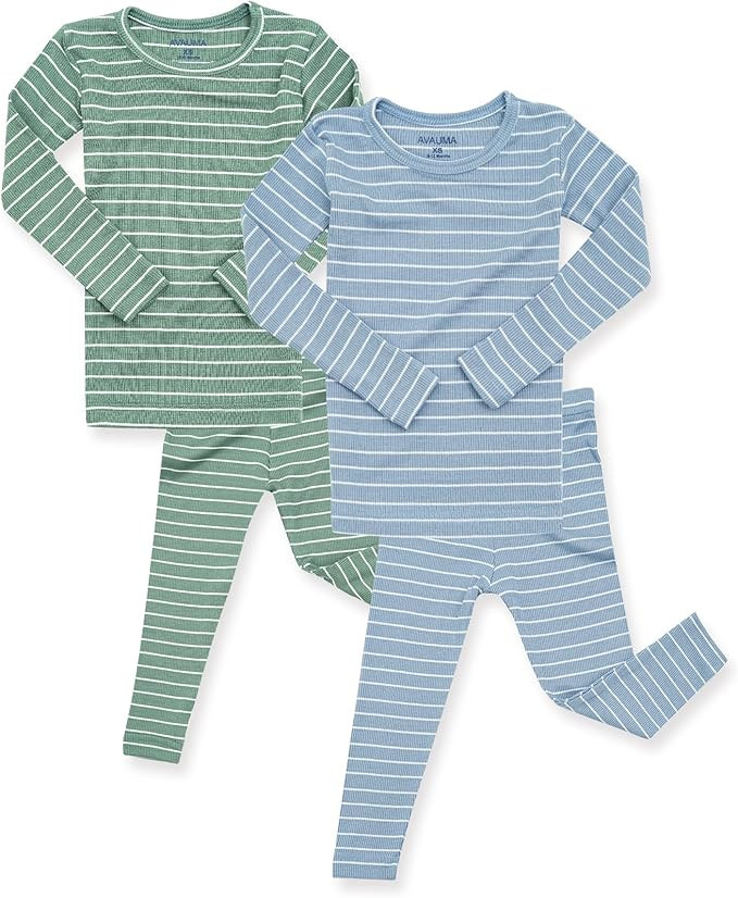 AVAUMA Stripe Pattern Baby Boys Girls Pajama Set Kids Toddler Snug fit Ribbed Sleepwear pjs for D... | Amazon (US)