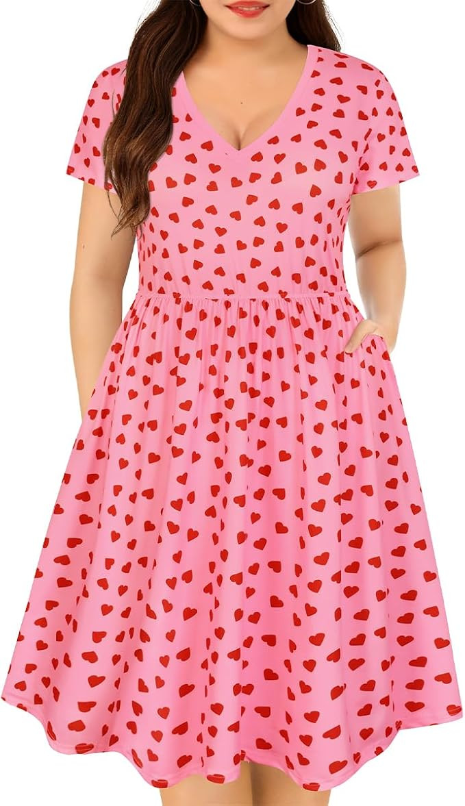 RITERA Plus Size Dresses for Curvy Women Summer Spring Womens Dress V Neck Short Sleeve Casual Dr... | Amazon (US)