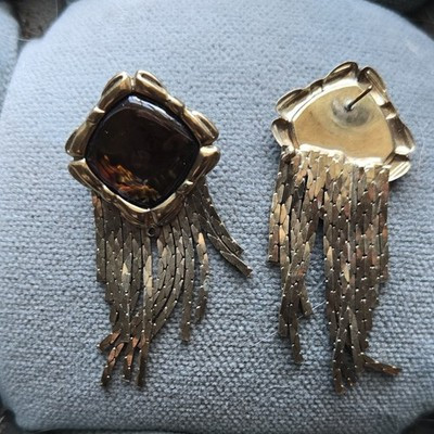 Gold Tone Tassel Dangle Drop Earrings Metal Asymmetrical Butterfly Closure | eBay US