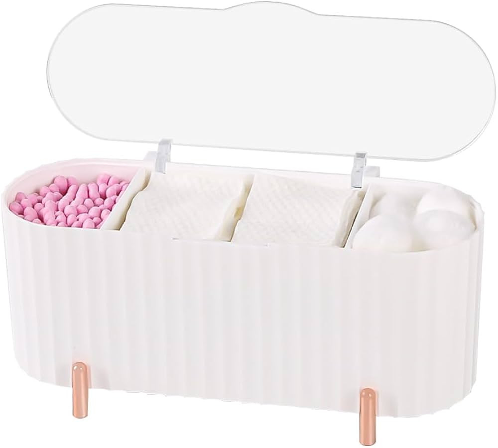 Tonxus Qtips Holder, 3 Grids Separate Cotton Swabs Dispenser, Cotton Ball Storage Box, Bathroom C... | Amazon (US)