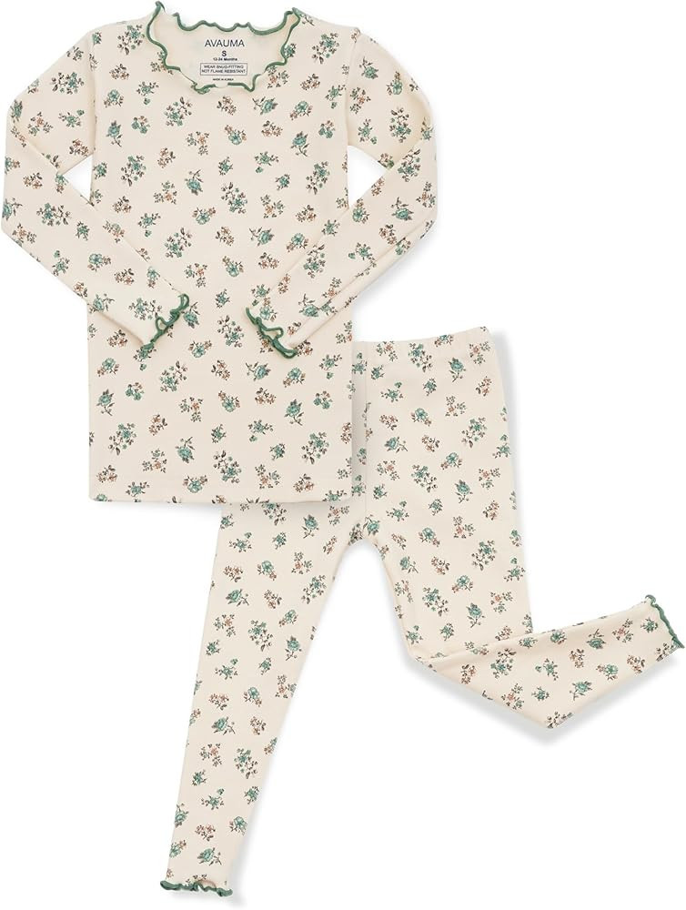 AVAUMA Baby Boy Girl Pajama Set 6M-7T Kids Cute Toddler Snug fit Flower Pattern Design Pjs Cotton... | Amazon (US)