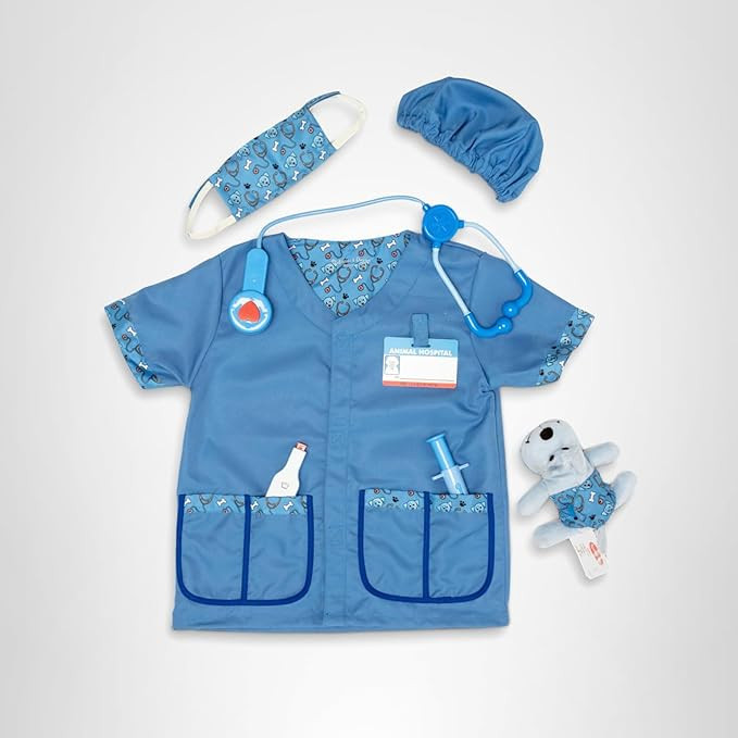 Melissa & Doug Veterinarian Role Play Costume Dress-Up Set (9 pcs) Kids Vet Costume Pretend Play ... | Amazon (US)