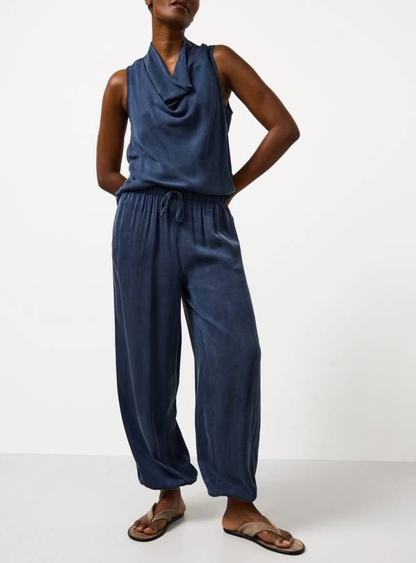 Navy Sandwash Balloon Leg Co-ord Trousers 8 | Tu Clothing