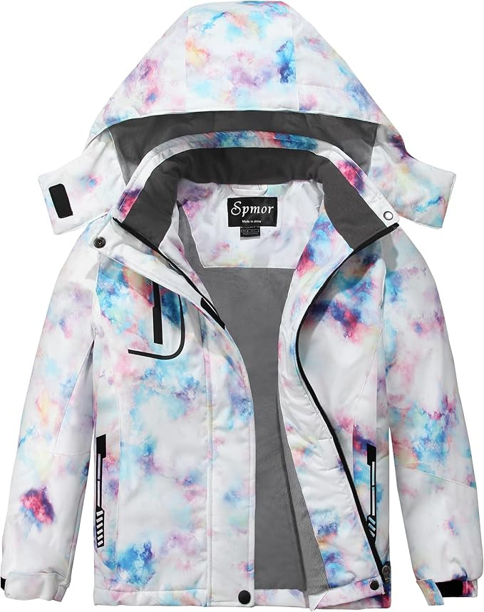 Spmor Girls' Waterproof Ski Jacket Warm Coat Windproof Winter Snowboarding Jacket | Amazon (US)