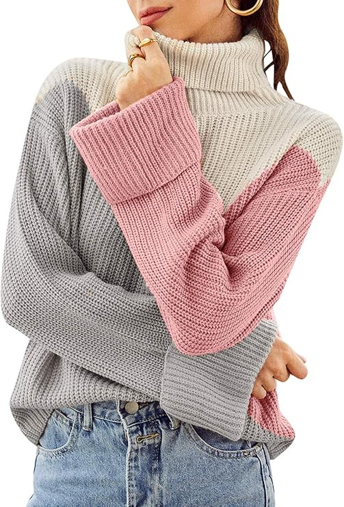 BerryGo Women's Casual Long Sleeve Turtleneck Sweater Pullover Knit Jumper | Amazon (US)