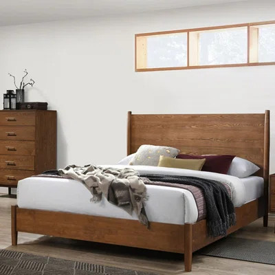 Mid-Century Modern Style Solid wood Panel Headboard Bed | Wayfair North America