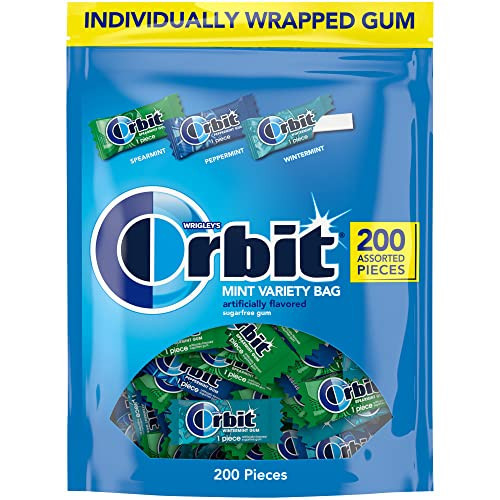 ORBIT Peppermint, Spearmint, & Wintermint Assorted Sugar Free Chewing Gum Bulk Pack, 13.4 oz 200-Piece Bag | Amazon (US)