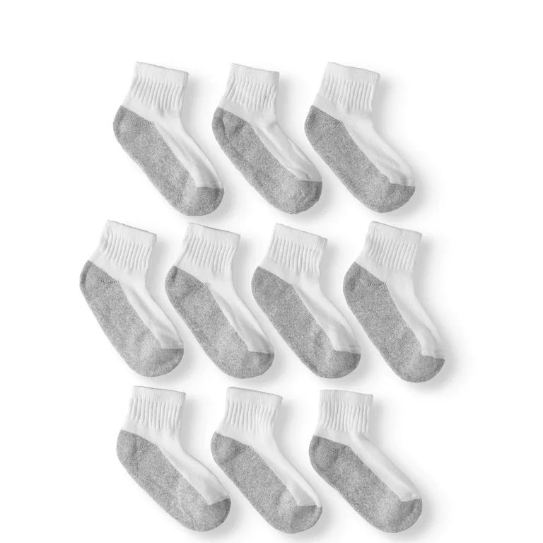Wonder Nation Boys Cushioned Ankle Socks, 10 Pack, Sizes S-L | Walmart (US)