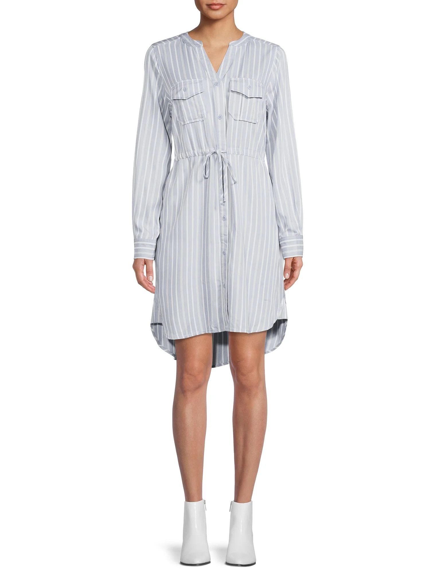 Time & Tru Women's Long Sleeve Utility Shirt Dress | Walmart (US)