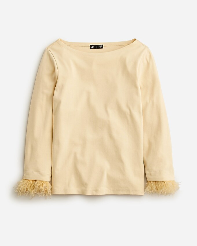 Feather-trim long-sleeve shirt | J. Crew US