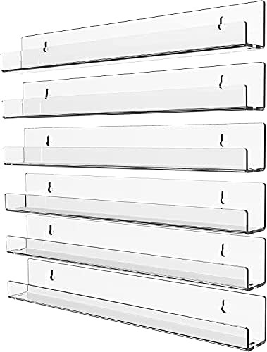 6 Pack Acrylic Clear Floating Bookshelf for Kids Room,15" Invisible Wall Mounted Hanging Book Shelve | Amazon (US)