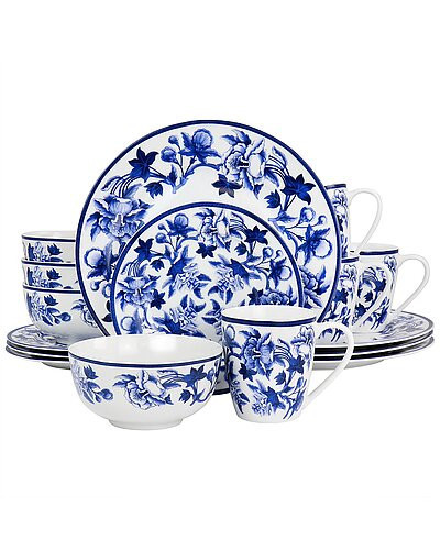 16pc Blue Vintage Fine Ceramic Dinnerware Set | Rue La La