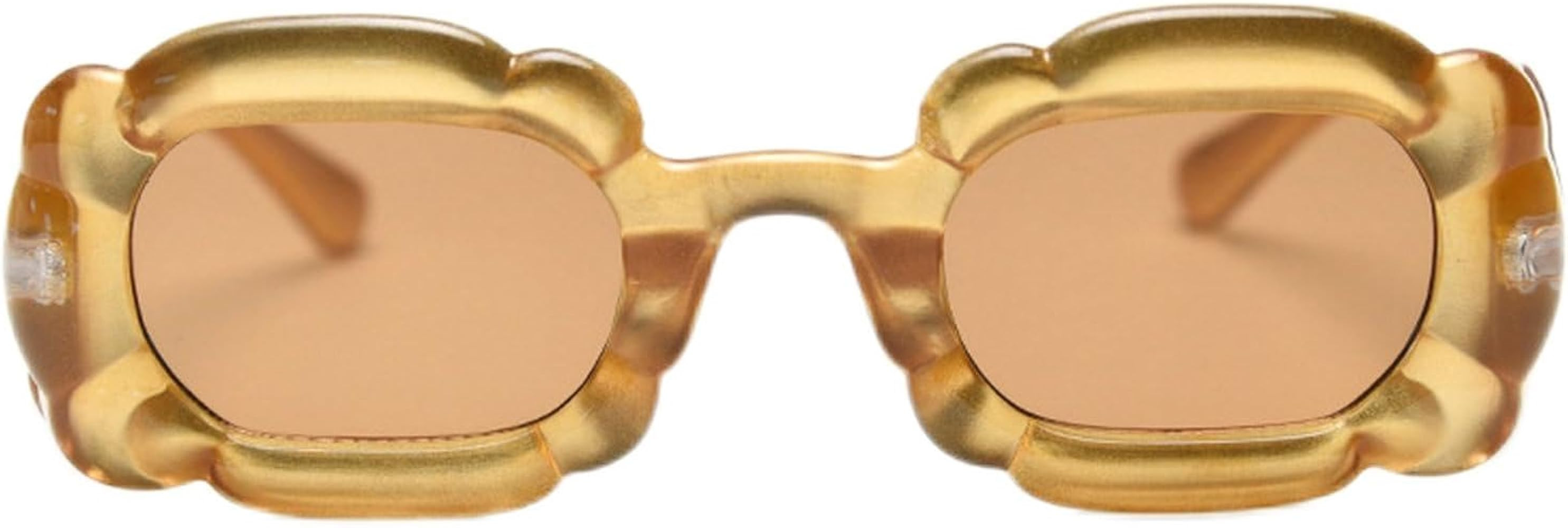 2023 Fashion Flower Square Sunglasses Women Men Punk Y2K Sun Glasses Rectangle Gradient Shades UV400 | Amazon (US)