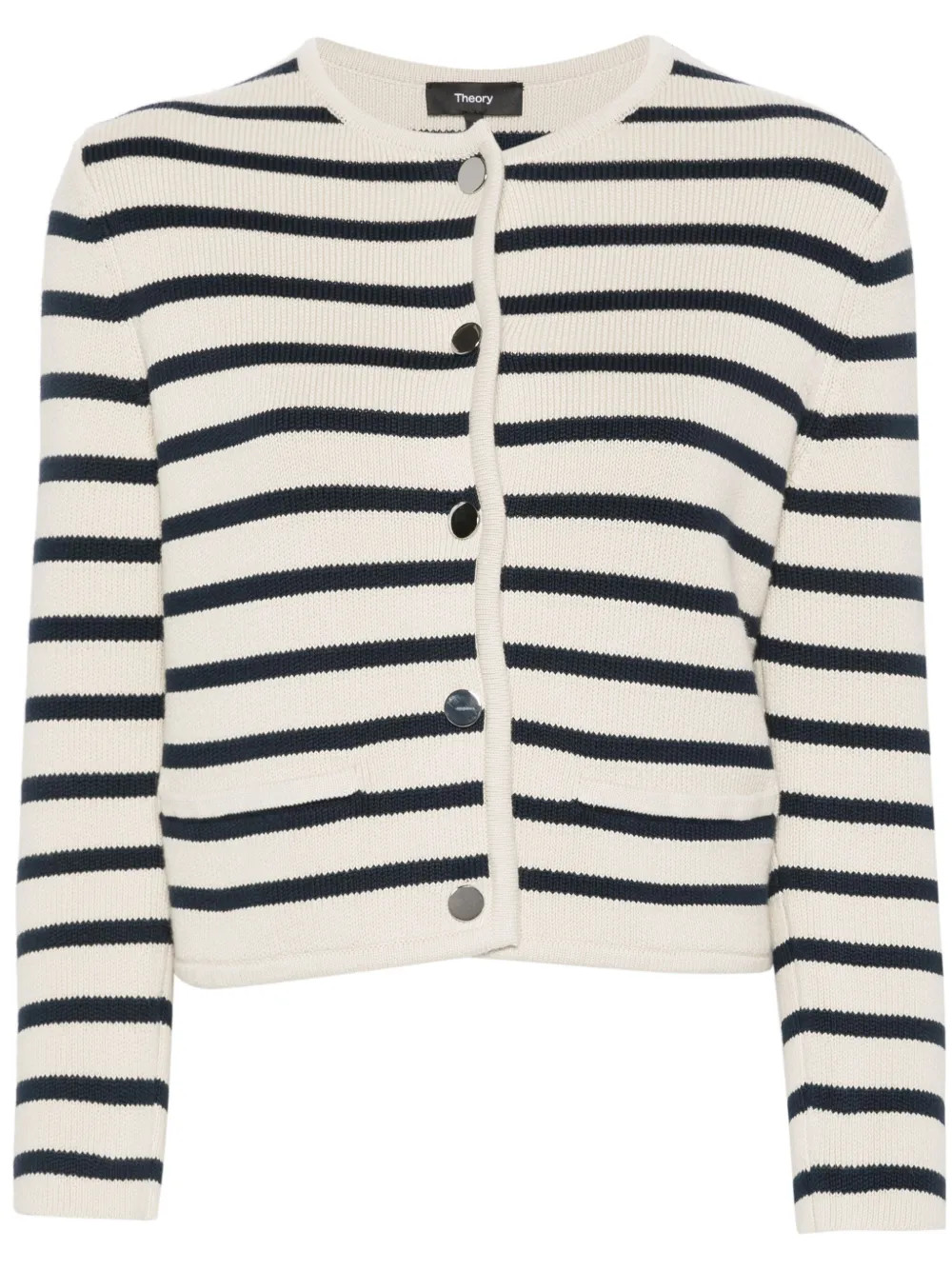 Theory Striped Cotton Cardigan - Farfetch | Farfetch Global