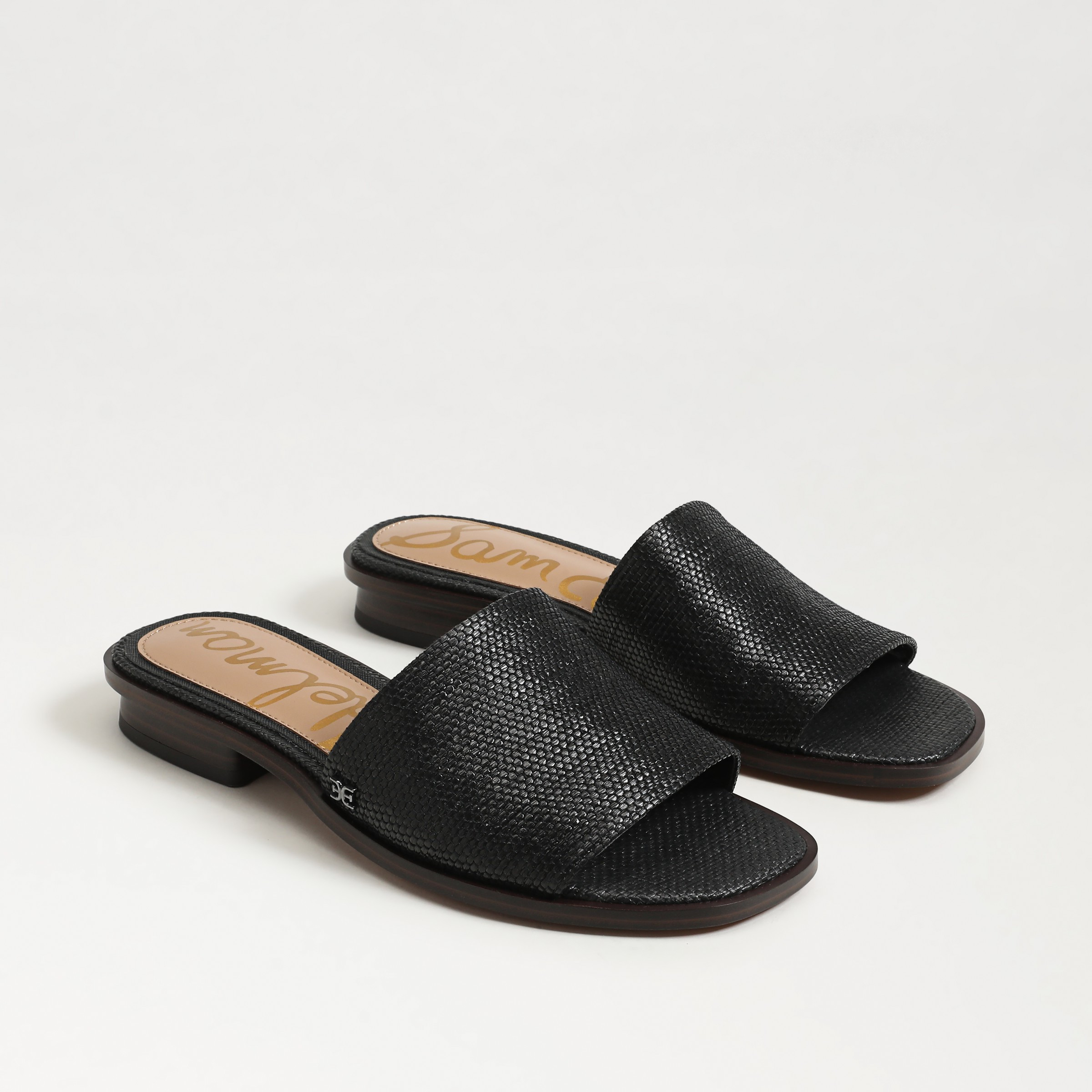 Sam Edelman Sabrina Mule Slide Sandal Black Faux Raffia | Sam Edelman