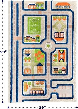 IVI 3D Play Carpets, 59 x 39 Inch, Traffic Educational Toddler Mat Rug for Bedroom, Kids Den, or ... | Amazon (US)