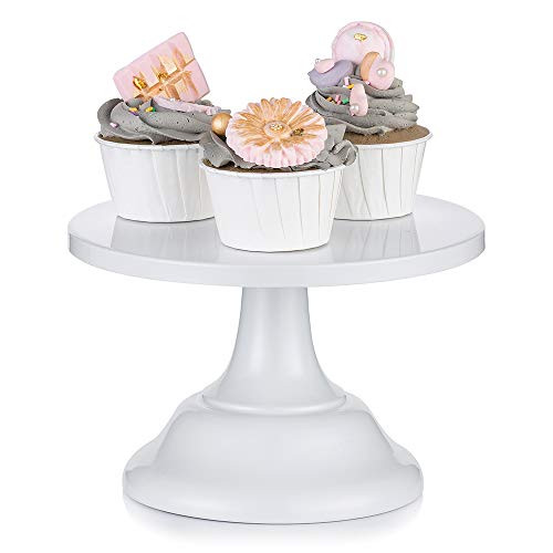 NUPTIO White Cupcake Stand Wedding: Cake Holder Dessert Pedestal Stands Metal Display Trays for Desserts Round Serving Plate for Birthday Party Christmas Anniversary Baby Shower 7.87 Inch / 20cm | Amazon (US)