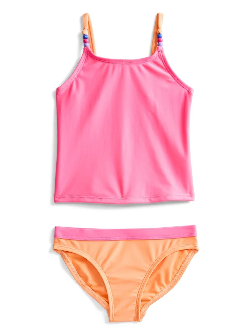 Wonder Nation Girls Everyday Tankini Swim Set with UPF 50+, 2-Piece, Sizes 4-18 & Plus | Walmart (US)